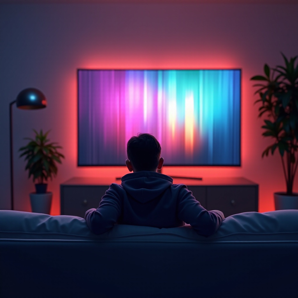 tv flashing colours