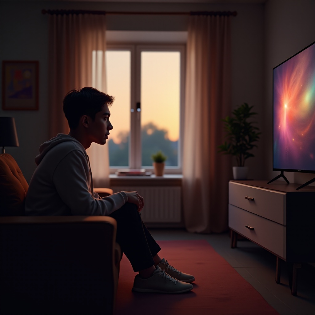 televize blikající barvami